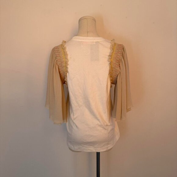 SEE BY CHLOÉ Ruffled smocked cotton-jersey top | Women’s Size Small - Picture 3 of 5